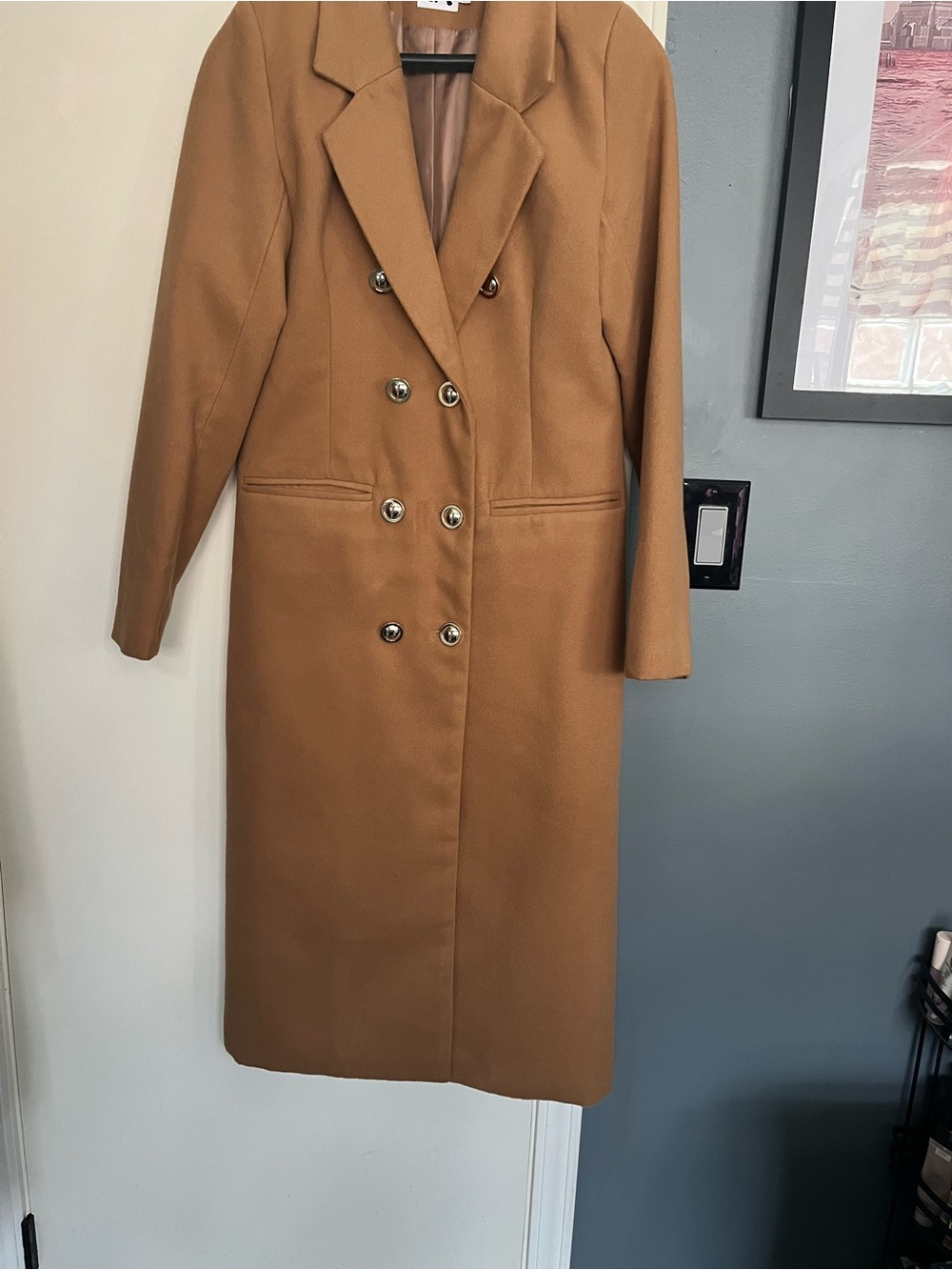 Women's Double-Breasted Camel Trench Coat - Picture 2 of 7